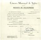 Registo de velocípede com o nº 9190, em nome de José Casimiro Pereira, morador em Idanha.