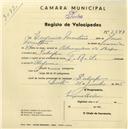 Registo de velocípede de marca L.R.S., com o nº 2549, em nome de Eugénio Martins, morador em Sabugo.