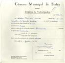 Registo de velocípede de marca Olimpique, com o nº 8997, em nome de Natálio Timóteo Duarte, morador em Anços.
