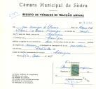 Registo de um veiculo de duas rodas tirado por um animal de espécie asinina destinado a transporte de mercadorias em nome de José Domingos de Oliveira, morador em Carenque.