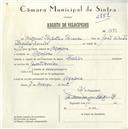 Registo de velocípede de marca Helios, com o nº 5679, em nome de Miguel Perpetuo Parcelas, morador em Assafora.