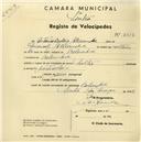 Registo de velocípede de marca Soltex, com o nº 2417, em nome de António Baleia Alexandre, morador em Bolembre.