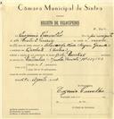 Registo de velocípede de marca Cycles Pombal, com o nº 6612, em nome de Eugénio Carvalho, morador em Queluz.