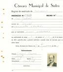 Registo de matricula de carroceiro em nome de José Julião, morador no Seixal, com o nº de inscrição 1923.