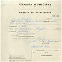 Registo de velocípede de marca Peugeot, com o nº 4361, em nome de Américo Silva, morador em S. João das Lampas.