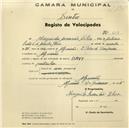 Registo de velocípede de marca Davy, com o nº 608, em nome de Margarida Ascensão Silva, moradora em Algueirão.