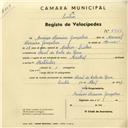 Registo de velocípede de marca Mistral, com o nº 2960, em nome de Américo Ferreira Gonçalves, morador em Farol do Cabo da Roca.