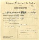 Registo de velocípede de marca Olga, com o nº 7073, em nome de Albino da Conceição Claro, morador em Vila Verde.