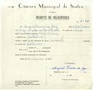 Registo de velocípede de marca Cuciolo, com o nº 8385, em nome de Miguel Ferreira da Luz, morador em Montelavar.