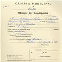Registo de velocípede com o nº 3788, em nome de Eugénio Carlos Carneiro Vaz Soares, morador em Queluz.