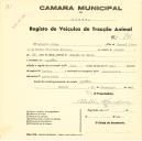 Registo de um veiculo de duas rodas tirado por dois animais de espécie bovina destinado a transporte de mercadorias em nome de António Alves, morador na Assafora.