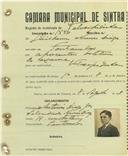 Registo de matricula de velocipedista em nome de Guilherme Nunes Diogo, morador em Fontanelas, com o nº de inscrição 1550.