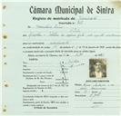 Registo de matricula de velocipedista em nome de Boaventura Lino, morador em São João, com o nº de inscrição 768.