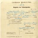 Registo de velocípede de marca Champion, com o nº 3014, em nome de Augusto José António Lopes, morador em Rua André de Albuquerque, Sintra.