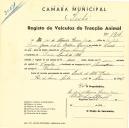 Registo de um veiculo de duas rodas tirado por um animal de espécie cavalar destinado a transporte de mercadorias em nome de José de Almeida Ronico Garcia, morador na Quinta do Alto, Paiões. 