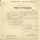 Registo de velocípede de marca Nacional, com o nº 795, em nome de Francisco Augusto dos Santos, morador em Paiões.