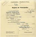 Registo de velocípede com o nº 1738, em nome de João Miranda Simões, morador em Abrunheira.