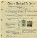 Registo de matricula de velocipedista em nome de Joaquim Duarte Henrique, morador em Mem Martins, com o nº de inscrição 605.