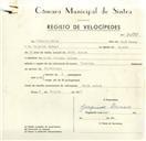 Registo de velocípede de marca Caravela, com o nº 9499, em nome de Joaquim Bruno, morador em Santa Susana.