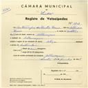 Registo de velocípede de marca Olga, com o nº 3707, em nome de António José dos Santos Luís, morador em Albarraque.