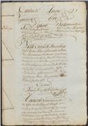 Feito cível de resíduos de testamento entre partes do qual foi ré Marina Antónia, viúva e testamenteira de José Rodrigues Veríssimo, morador em Almoçageme.