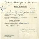 Registo de velocípede de marca Origan, com o nº 4782, em nome de Agostinho Gaspar da Cruz, morador em Mem Martins.