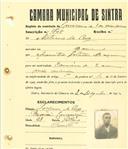 Registo de matricula de carroceiro 2 ou mais animais em nome de António da Cruz, morador no Cacém, com o nº de inscrição 1705.