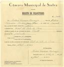 Registo de velocípede de marca Pirota, com o nº 7036, em nome de Isidoro Francisco Cascarejo, morador em Farol do Cabo da Roca.