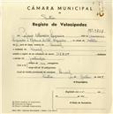 Registo de velocípede com o nº 3727, em nome de Porfirio Oliveira Sequeira, morador em Lourel.