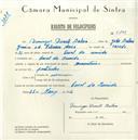 Registo de velocípede de marca Mauritania, com o nº 5709, em nome de Domingos Duarte Baleia, morador em Casal da Ermida.