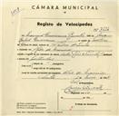 Registo de velocípede de marca Cycles Raio e Pombal, com o nº 3624, em nome de Manuel Quaresma Carvalho, morador em Chão de Meninos.