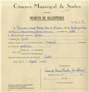 Registo de velocípede de marca Imperial, com o nº 8158, em nome de Fernando Manuel Barbosa Faria de Oliveira, morador em Sintra.