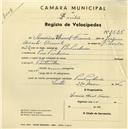 Registo de velocípede com o nº 2525, em nome de Américo Urmal Ferreira, morador em Pero Pinheiro.