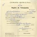 Registo de velocípede de marca Nacional, com o nº 3514, em nome de José Duarte Jeronimo, morador em S. João das Lampas.