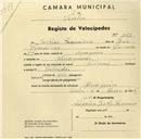 Registo de velocípede de marca Nacional, com o nº 1051, em nome de Crispim Francisco, morador em Almorquim.