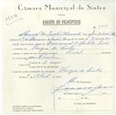 Registo de velocípede de marca Pombal, com o nº 5715, em nome de Manuel dos Santos Clemente, morador em Várzea de Sintra.