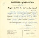 Registo de um veiculo de quatro rodas tirado por dois animais de espécie muar destinado a transporte de mercadorias em nome de Salvadora Matarrodona Coma, moradora na Quinta das Serradas.