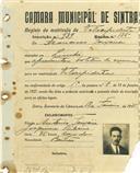 Registo de matricula de velocipedista em nome de Francisco Teixeira, morador no Linhó, com o nº de inscrição 939.