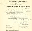 Registo de um veiculo de duas rodas tirado por dois animais de espécie cavalar destinado a transporte de mercadorias em nome de Domingos Francisco Carvalho, morador em Almoçageme.