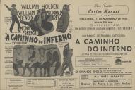 Programa do filme "A Caminho do Inferno" realizado por Leslie Fenton com a participação de William Holden, William Bendix, Macdonald Carey e Mona Freeman