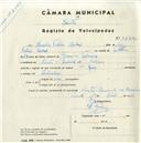 Registo de velocípede de marca Raio, com o nº 5232, em nome de Aurélio Félix Cabral, morador em Quinta do Boialvo, Sintra.