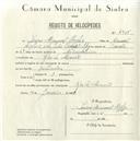 Registo de velocípede com o nº 4965, em nome de Isaías Manuel Lopes, morador em Rio de Mouro.