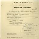 Registo de velocípede com o nº 2731, em nome de Manuel de Jesus Ferreira, morador em Algueirão.