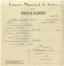 Registo de velocípede de marca Nacional, com o nº 8043, em nome de Afonso Lourenço Brites, morador em Cabrela.