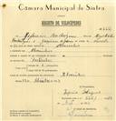 Registo de velocípede com o nº 6661, em nome de Zeferino Rodrigues, morador em Alvarinhos.