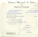Registo de velocípede com o nº 9136, em nome de Artur Manuel da Costa, morador em D. Maria.