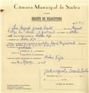 Registo de velocípede de marca Famel Vitória, com o nº 7796, em nome de José Augusto Duarte Santos, morador em Cabra Figa.