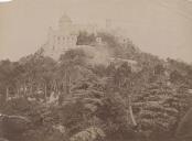 Parque e Palácio Nacional da Pena durante um nevão.