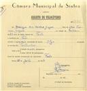 Registo de velocípede de marca Olga, com o nº 6526, em nome de Domingos dos Santos Gingada, morador em Faião.