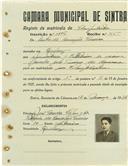 Registo de matricula de velocipedista em nome de Carlos da Conceição Ferreira, morador em Queluz, com o nº de inscrição 1106.